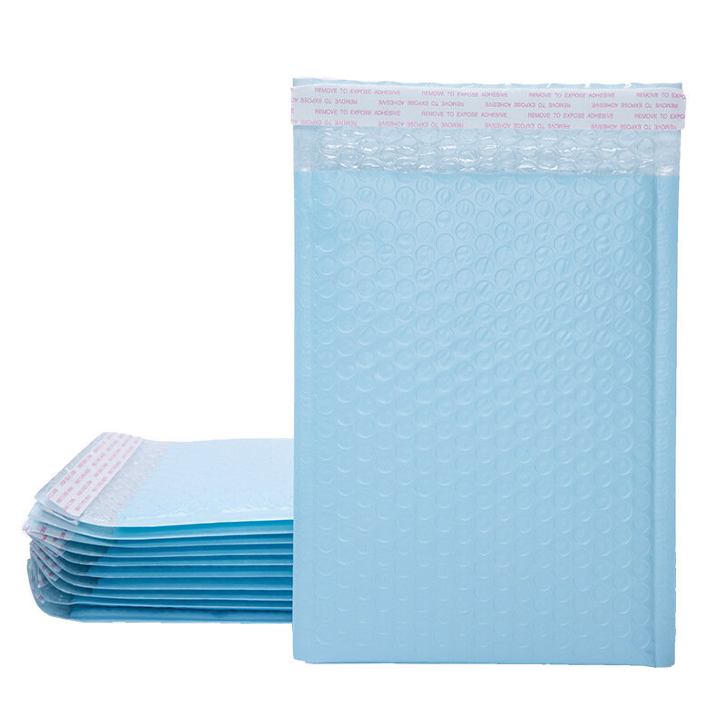 Sobres acolchados de burbujas para correo, bolsas de envío para negocios pequeños, color azul claro, 10 piezas
