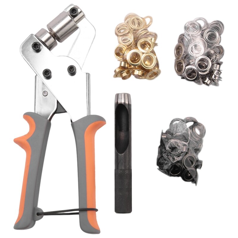 Kit de herramientas de ojal con ojales de 10Mm, Máquina Manual de prensa, alicates de mano, ojal de Metal para cinturón de cuero, ropa, bandera artesanal