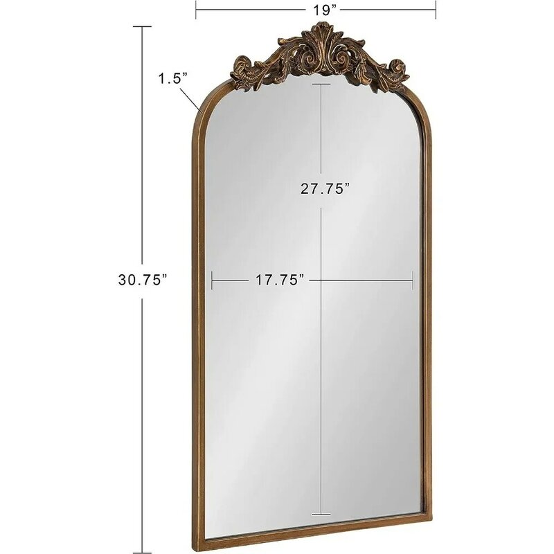 أريندال-مرآة قوس تقليدية ليد ، مرآة كامل الجسم ، مرايا ذهبية ، ديكور جداري مستوحى من الباروك ، طول الشحن مجاني ، 19 ×"