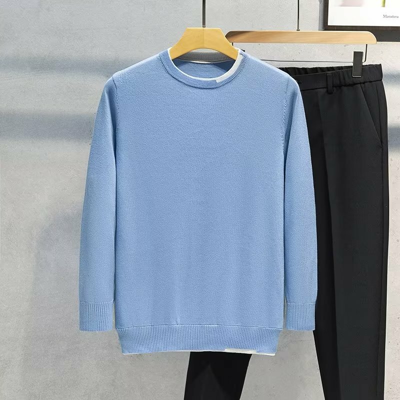 Herbst Winter Unisex Kaschmir Strick pullover Bottom ing Shirt Mode warme Langarm gefälschte zweiteilige Pullover Pullover a29