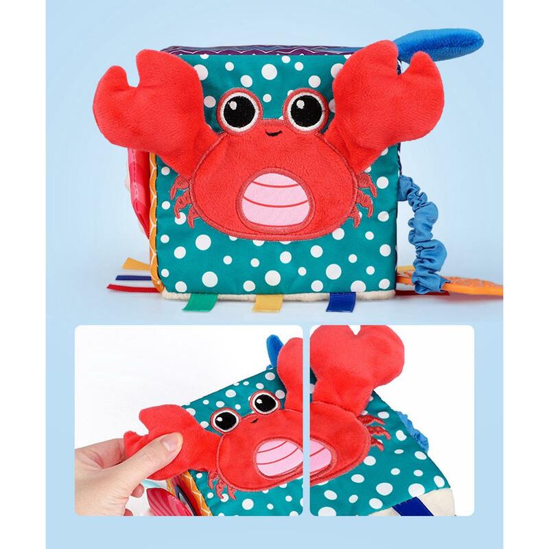 Soft Plush Atividade Cube para recém-nascido, Sensory Development Toy, Crib Baby Rattle