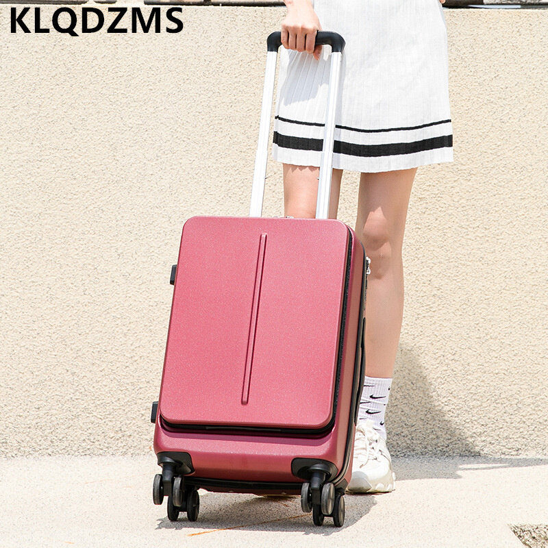 KLQDZMS 20 "24" pulgadas nueva maleta de alta calidad Unisex Tipo de cubierta abierta frontal de gran capacidad equipaje de rueda Universal silencioso