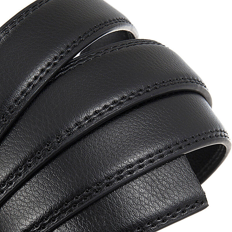 2.4cm Real Leather Belt Men High-quality Natural Cowhide Black Belt Without Buckle No Interlayer Business Belt Male Black