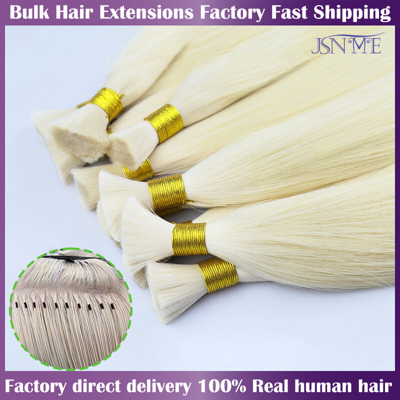 JSNME Bulk Human Hair Extensions Straight 100% Real Remy Human Hair Blonde Black Brown  613 Color For Salon High Quality