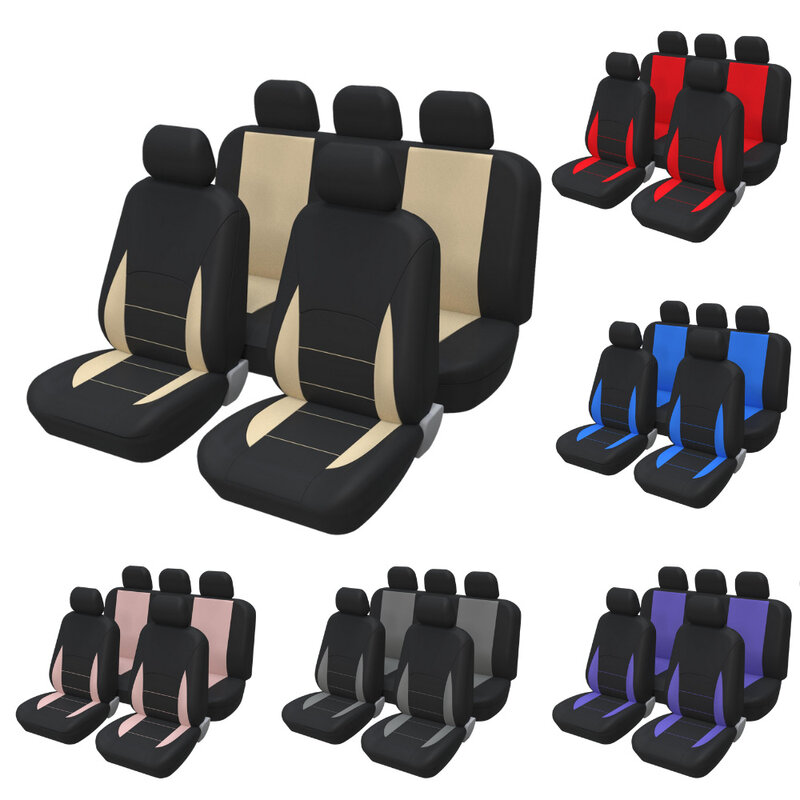 Sarung mobil 5 tempat duduk, Set lengkap mudah dipasang Universal untuk truk/SUV Universal, Aksesori Mobil modis pelindung pas
