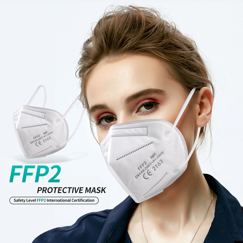 Caldo adulto 5 strati nero FFP2 KN95 maschera respiratore tessuto maschera facciale CE filtro bocca antipolvere riutilizzabile ffp2mask
