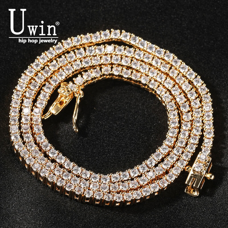 UWIN-pulsera de cadena de tenis para hombre y mujer, brazalete de 2mm con Micro Circonia cúbica ostentosa de corte redondo, estilo hip hop, joyería