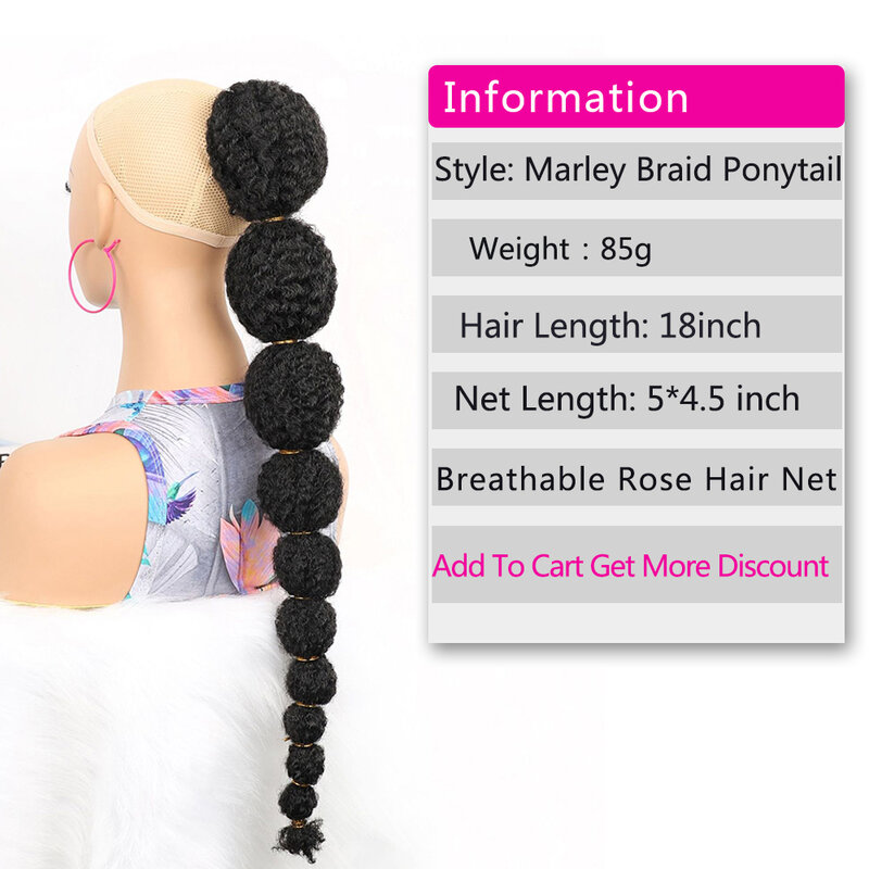 Long Straight Drawstring Synthetic Bubble Lantern Braid Ponytail Clip in Hair Extensions Heat Resistant Natural Fake Hair