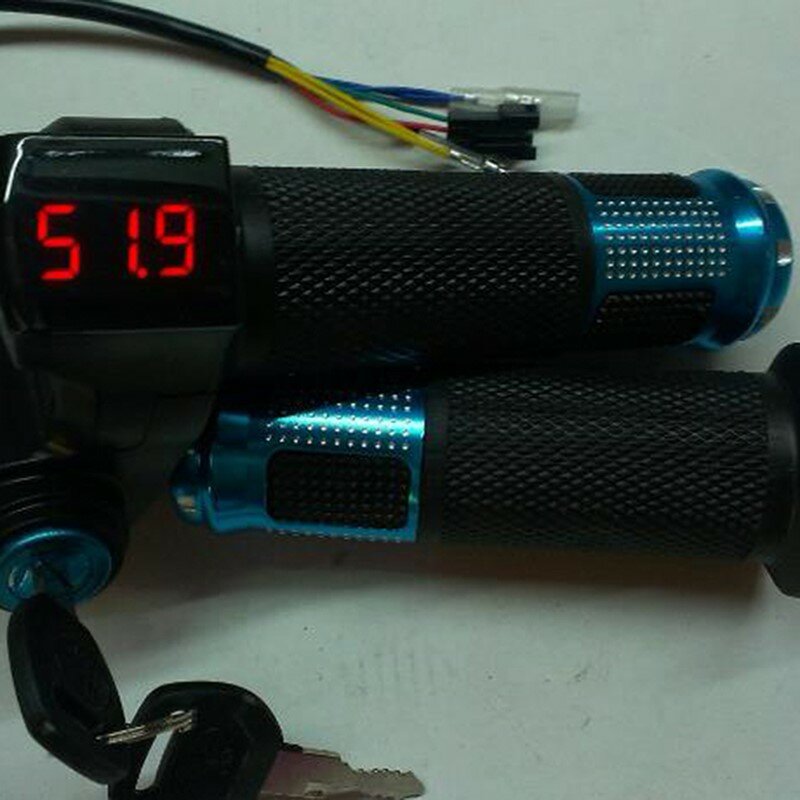 1 pasang 12-96v Universal elektrik menangani sepeda Twist Throttle dengan LCD indikator layar Gas menangani Throttle Lock aksesoris