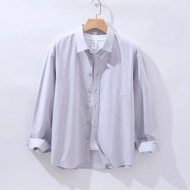 남성용 긴팔 셔츠, 한국판 슬림 비즈니스 캐주얼, 포멀 퓨어 화이트 셔츠, 전문 작업, 잘 생긴 인치, Y50 셔츠