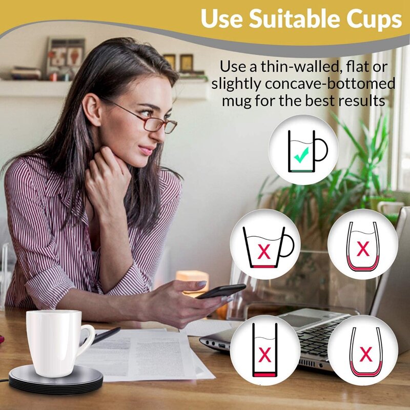 Electric Coffee Mug Warmer ,Lightweight Mug Warmer For Desk 2 Setting Cup Warmer, Easy To Use Warming Plate,US Plug