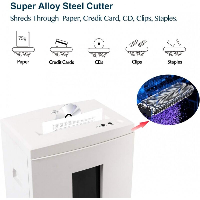 Vielfraß 10-Blatt Super Micro Cut High Security Level P-5 Hochleistungs-Papier/CD/Karte Ultra leise Shredder für Home Office von 40 m