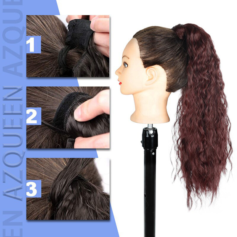 Glueless Fashion Trend Synthetic Long Wavy Corn Ponytail Wig Clip Hair Extensions for Women Cosplay Props Daily Decorate Use