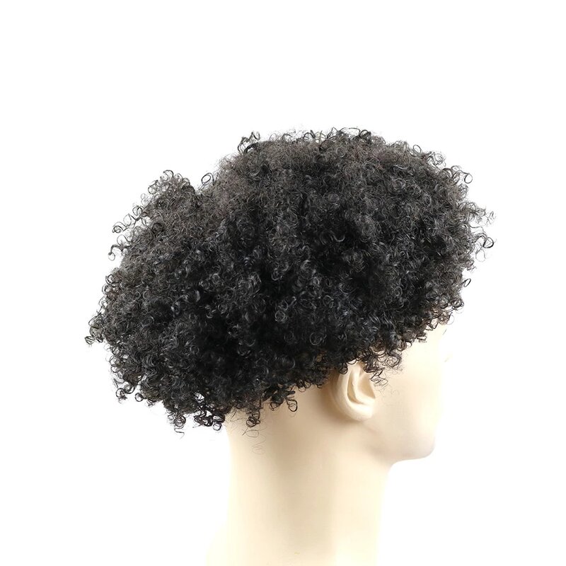 Афро-американский парик из 100% человеческих волос для мужчин, 8 мм, кудрявые, сменный капиллярный протез