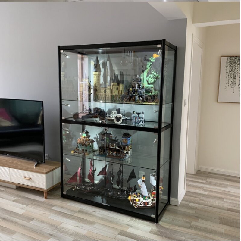 Custom Hot Selling Factory Supplier Lockable Aluminum Frame Collectibles Wine Show Tempered Glass Display Cabinet With Led