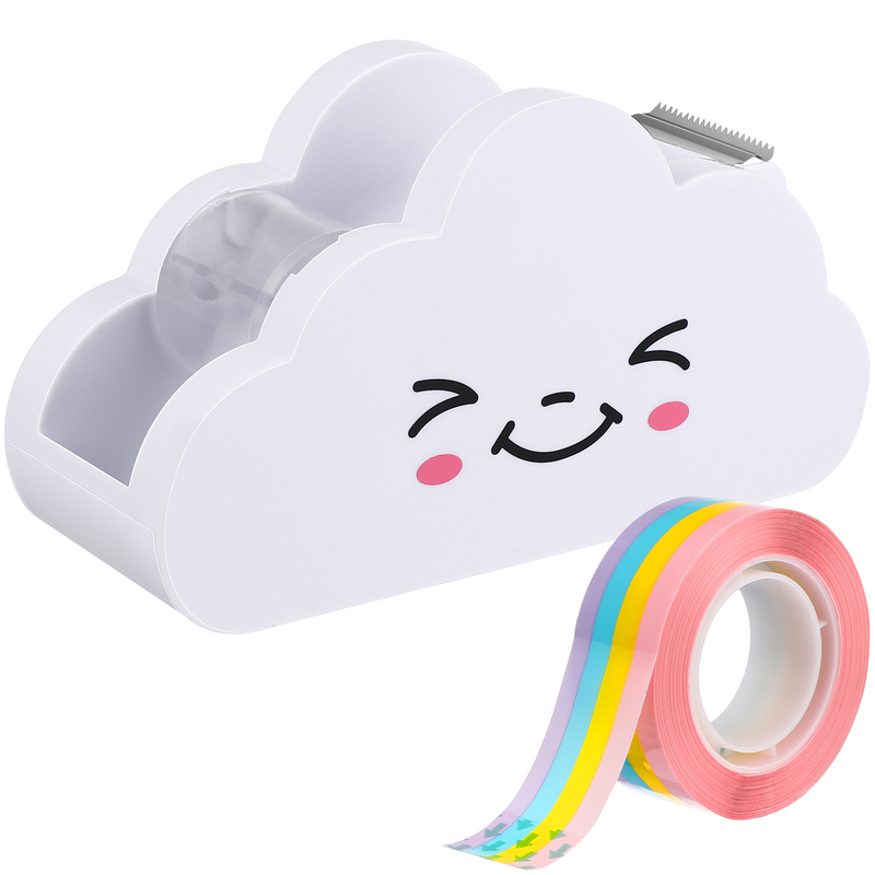 Rainbow Tape Dispenser Washipaper Rainbow Roll Holder lucu Desktop Cloud meja kantor Cutting Masking kartun