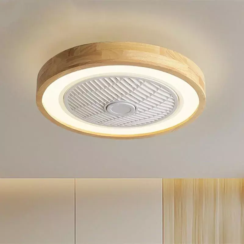 Plafonnier LED en bois avec ventilateur quadrilatère rond, éclairage moderne simple, salon et chambre à coucher, Gér+ Andrea télécommande, 110V, 220V, 20 po