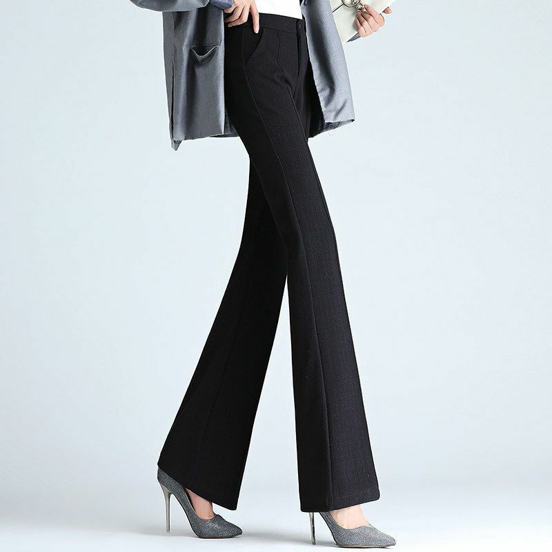 Biurowa damska biała wyszczuplająca strój biznesowy spodnie Flare wiosna jesień odzież damska wszechstronna moda na co dzień spodnie z wysokim stanem