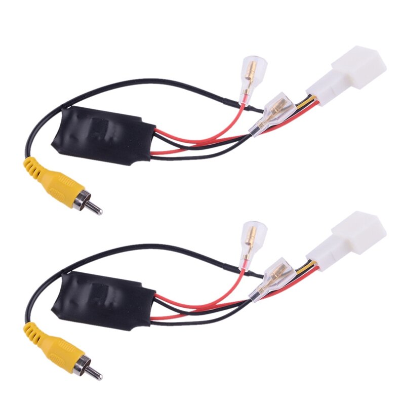 Adaptor kabel kamera mundur mobil, 2 buah 4 Pin penyimpanan kabel Harness kabel Plug membalikkan adaptor konektor untuk Toyota