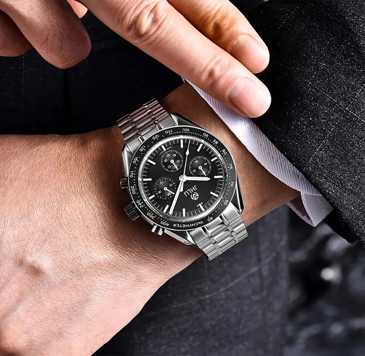 Original Jhlu Top Marke Männer Uhren Luxus automatische Quarz Chronograph wasserdicht Sport Edelstahl Uhr Relogio Uhr Männer