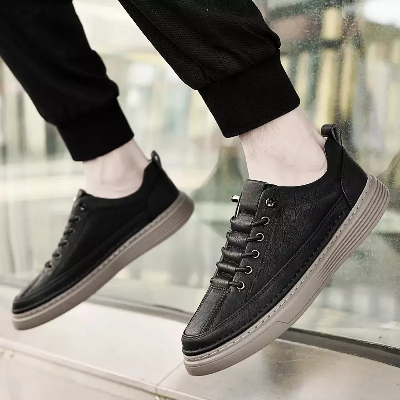 Casual Leather Shoes Mens Lace Up Oxford Shoes Outdoor Jogging Footwear Office Men Dress Shoes Retro Style Leisure Walk Sneakers