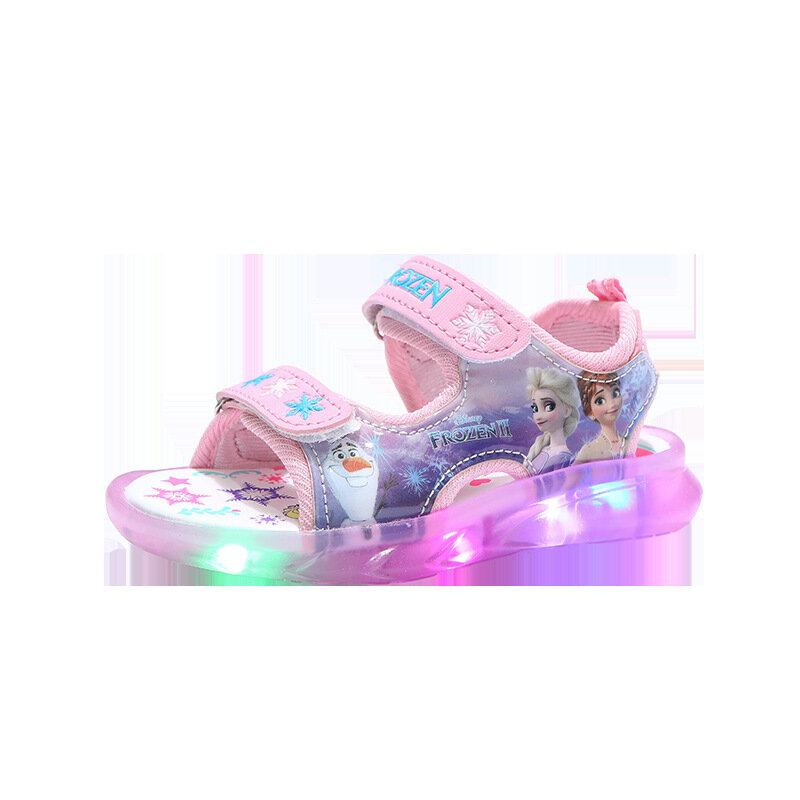 Disney Frozen Cartoon Cartoon Children Casual Shoes Girls Sneakers Casual LED Light Flash Sandals Baby Kids Elsa Princess Shoes