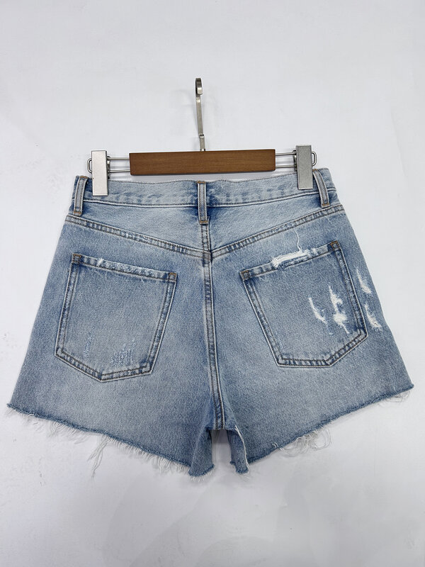 Shorts jeans de cintura alta feminino, casual, nova moda, 2023