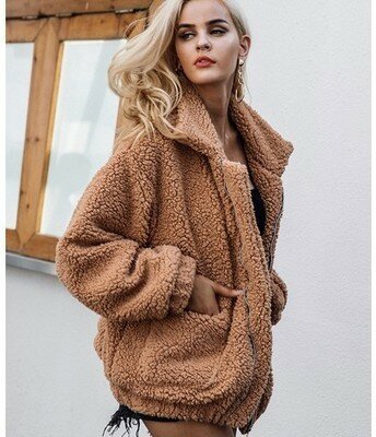 Autumn and Winter New European and American Women's Imitation Fur Coat Lamb Wool Coat Female BF Style Casual