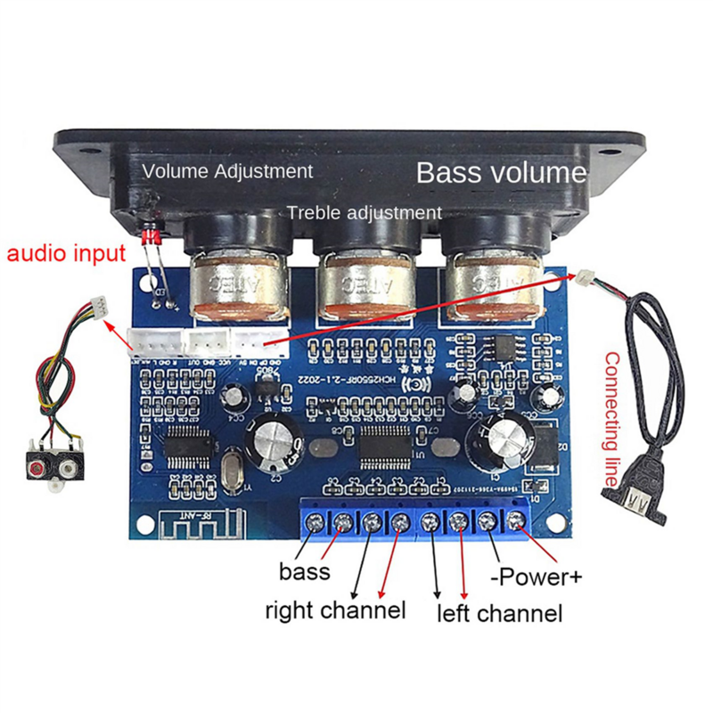 2X 2.1 Channel Digital Amplifier Board 2X25W+50W BT5.0 Subwoofer Class D DC12-20V with AUX Cable+USB Cable
