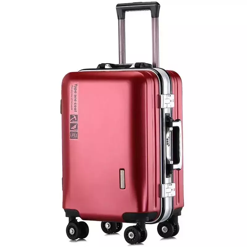 Caja de equipaje con cremallera para mujer, Maleta de viaje con marco de aluminio, resistente a los arañazos, resistente al desgaste, con contraseña, 20 y 24 pulgadas