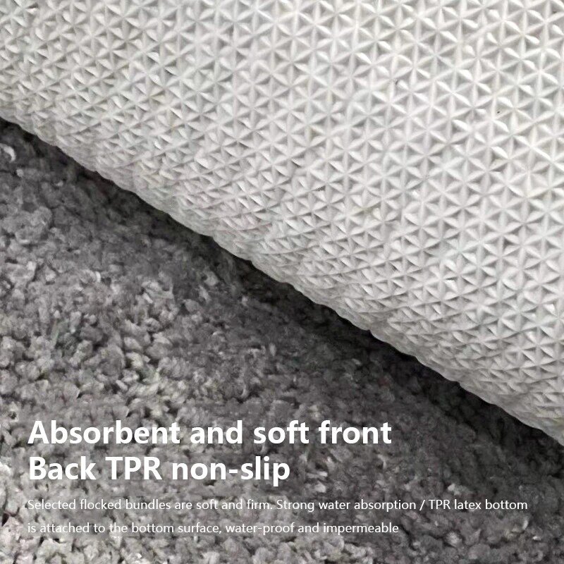 Изогнутый нескользящий однотонный дверной коврик для ванной комнаты