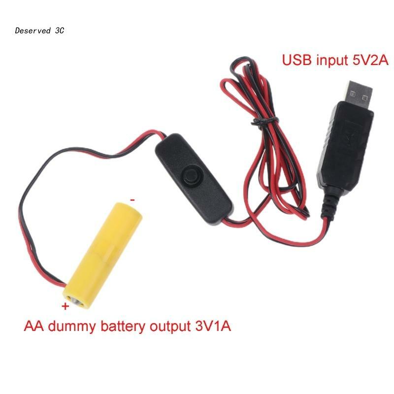 Universal 3/4.5/6V AA LR6 Battery 3V AAA Battery Eliminator USB Power Supply Cable with Switch