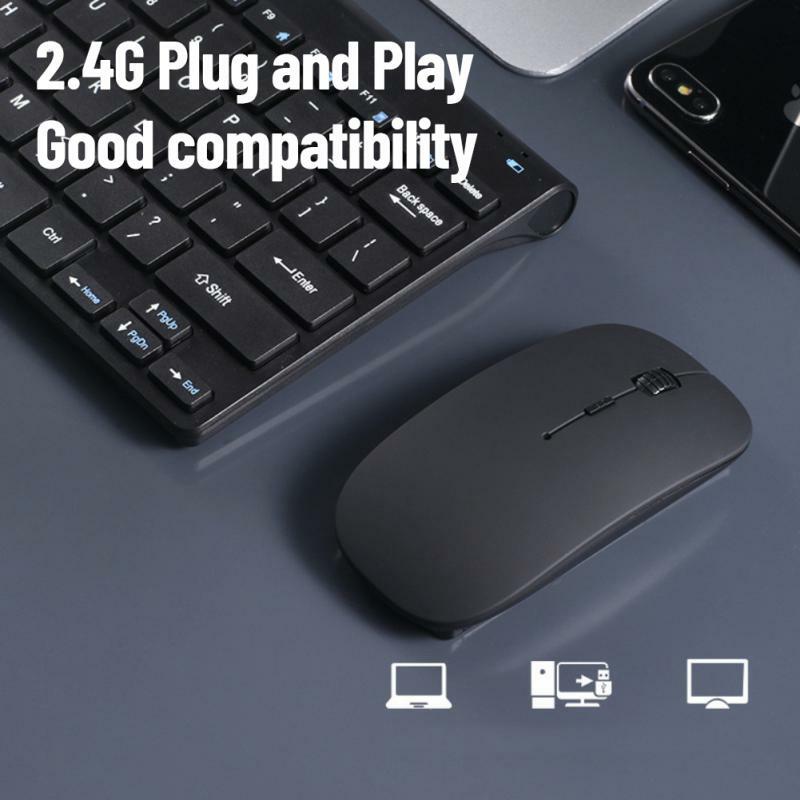 RYRA 2.4G แป้นพิมพ์ไร้สายและเมาส์สำหรับเล่นเกม USB2.0แบบพกพา Slim Ergonomic คีย์บอร์ดและเม้าส์ลดเสียงรบกวนสำหรับแล็ปท็อป PC
