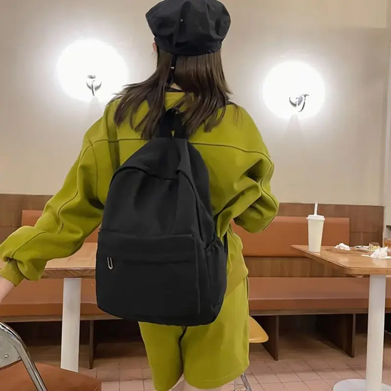 Школьный ранец для женщин, водонепроницаемый вместительный однотонный рюкзак на гладкой молнии, Повседневная маленькая сумка для девочек-подростков, студенческие принадлежности
