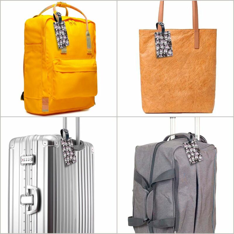 Étiquette de bagage Kawaii Kuromi pour sac de voyage, couverture de confidentialité de dessin animé, carte d'identité de nom, valise