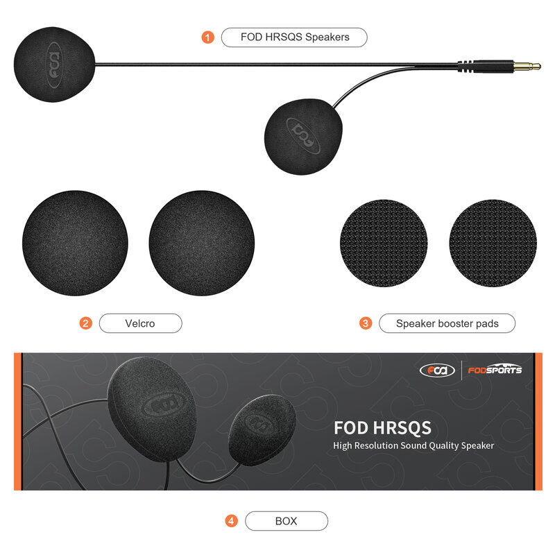 Fodsports-HRSQS fone de ouvido com microfone, capacete de motocicleta M1-S Pro, interfone Bluetooth, 3.5mm Jack
