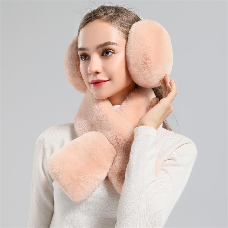 Women Man Faux Fur Ear Muffs Soft Plush Ear Warmer Winter Warm Earmuffs Solid Color Earflap Outdoor Cold Protection Ear Cover