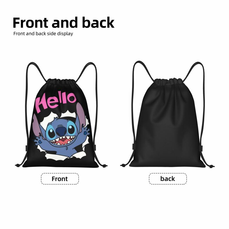 Custom Stitch Anime Drawstring Bags para homens e mulheres, Portable Gym Sports Sackpack, Mochilas De Armazenamento De Treinamento