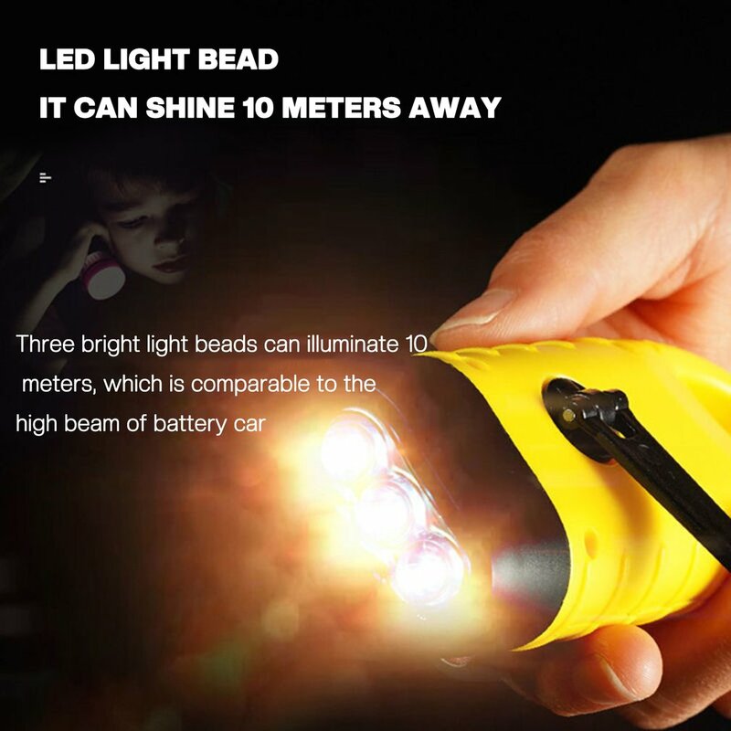 Lampu LED portabel dapat diisi ulang tenaga surya, senter luar ruangan mendaki berkemah, lampu darurat Trekking putar tangan