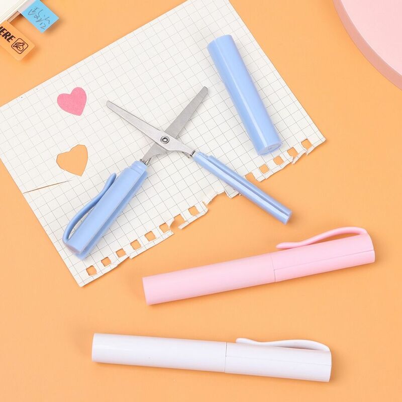 Kids Paper-Cutting DIY Office Student Handwork Art Tools Pen Shape Scissor Safe Folding Scissor Handcraft Scissor