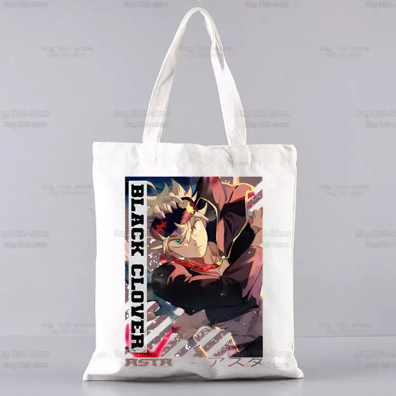 Anime japonês Black Clover Shopper Bag, Asta, Yuno, Yami Sukehiro, Eco Canvas, Saco De Compras De Algodão, Shoping Saco Reutilizável