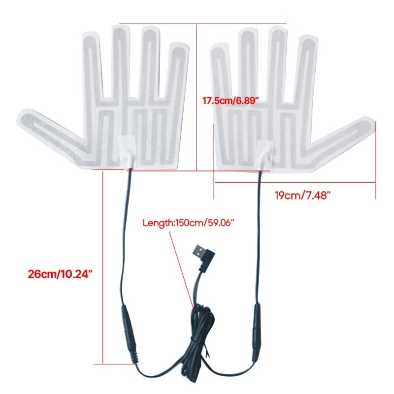 25UC 1Set Portable USB Heating Gloves Pads Winter Heated Gloves Pad Heater Warmer Heated Mitten Sheet Ski Gloves Heating Pad