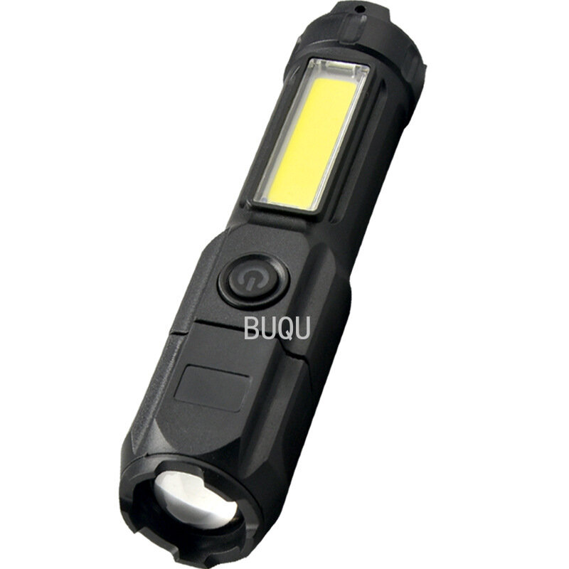 Outdoor strong light dual light flashlight strong light flashlight 18650 waterproof focusing USB direct charging mini flashlight