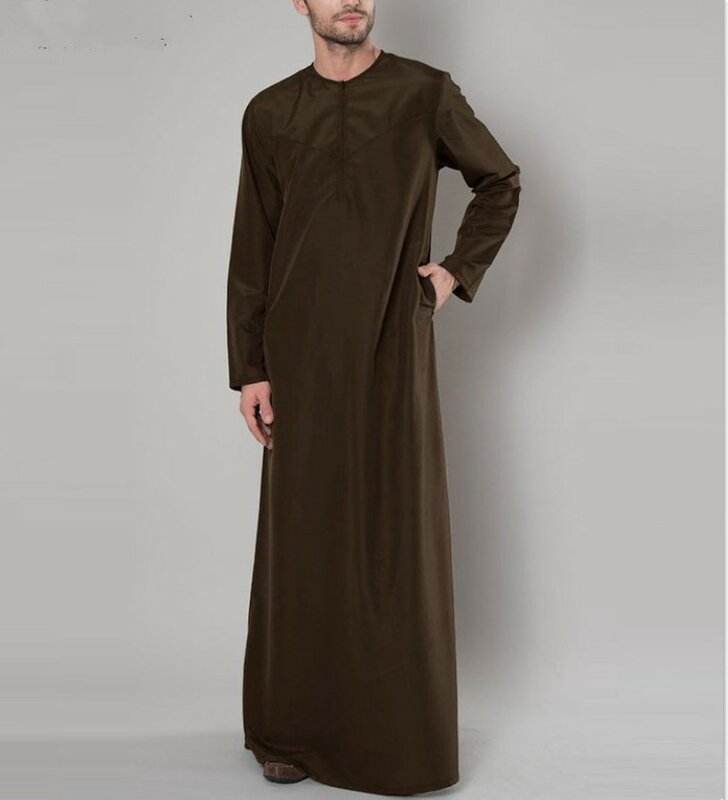Vestido largo con bordado de Ramadán para hombre, túnica larga de Jubba Thobe musulmán Eid, caftán, Abaya, Dubái, Turquía árabe, ropa islámica