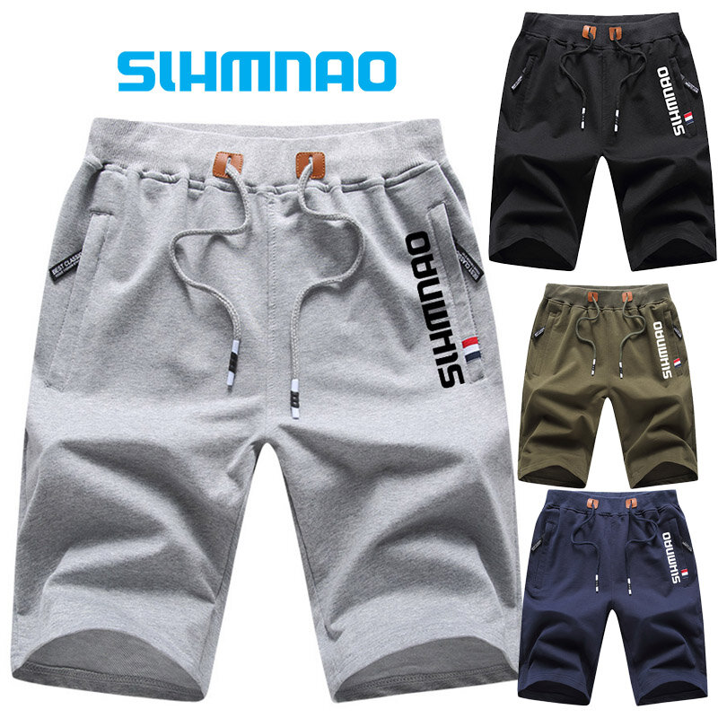 Fishing Shorts, Outdoor Sports Men's Zippered Pockets, Summer Work and Leisure Breathable Knitted Cotton Loose Beach Shorts 2024