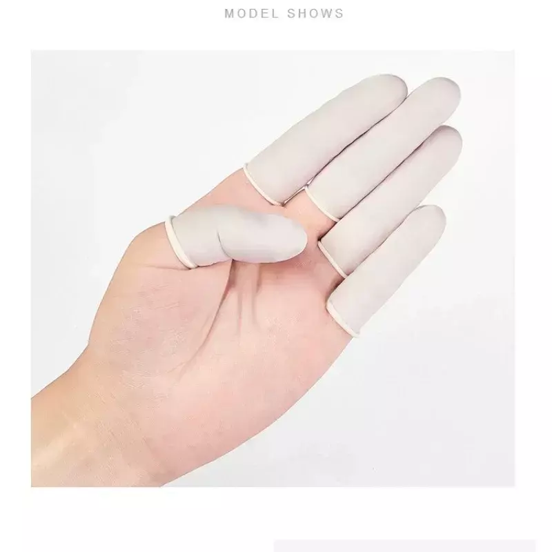 100Pcs Einweg Fingerspitzen Schutz Handschuhe Natürliche Gummi Nicht-slip Anti-statische Latex Fingerlinge Fingerspitzen Durable Werkzeug