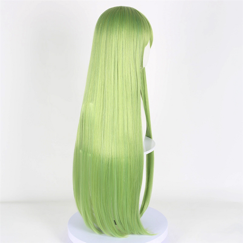 Wig lurus panjang hijau rumput, Wig serat sintetis, Wig kepang untuk Cosplay Anime