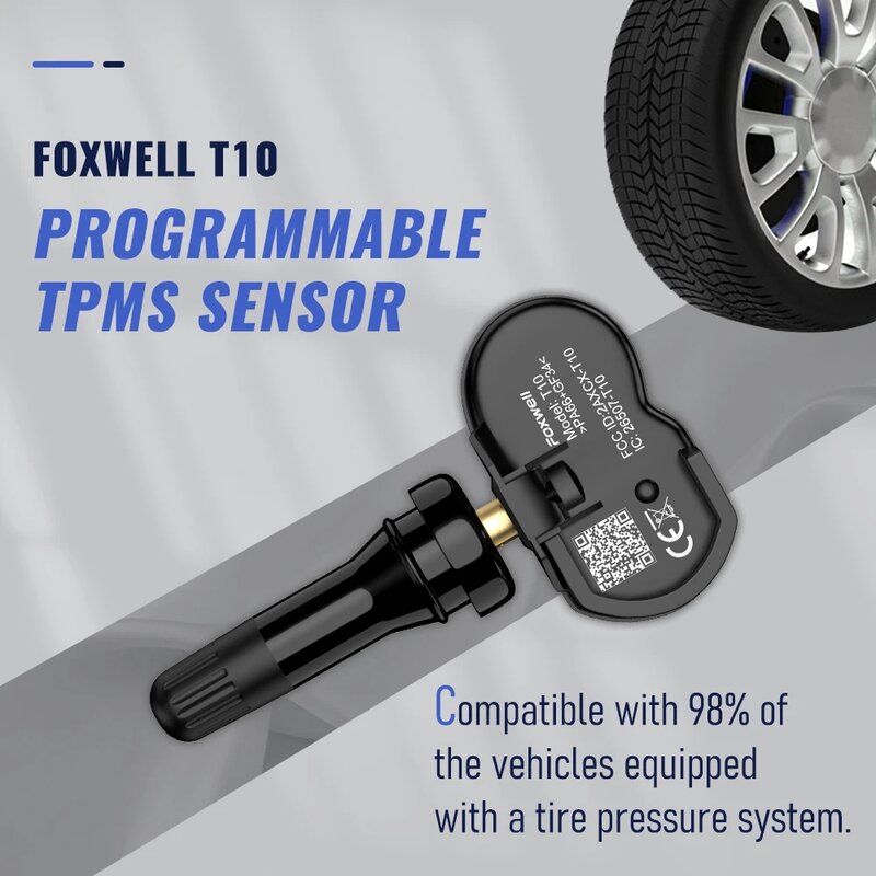 Foxwell-Sensor de presión de neumáticos T10 mx-sensor TPMS, 433MHz, 315MHZ, probador de Monitor, sensores universales activados programables y clonables