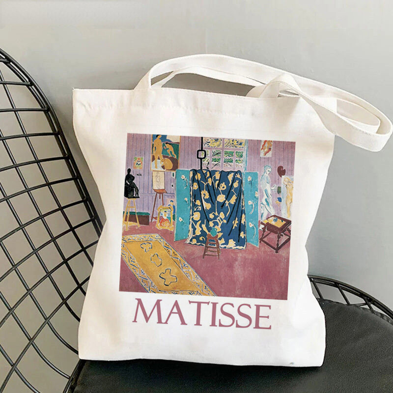 Henri Matisse Nữ Túi Shopper Đời Túi Bông Tai Kẹp Mua Sắm Vải Shop Cô Gái Đeo Túi Xách Đeo Vai Túi Xách Nữ Túi Xách Đi Biển