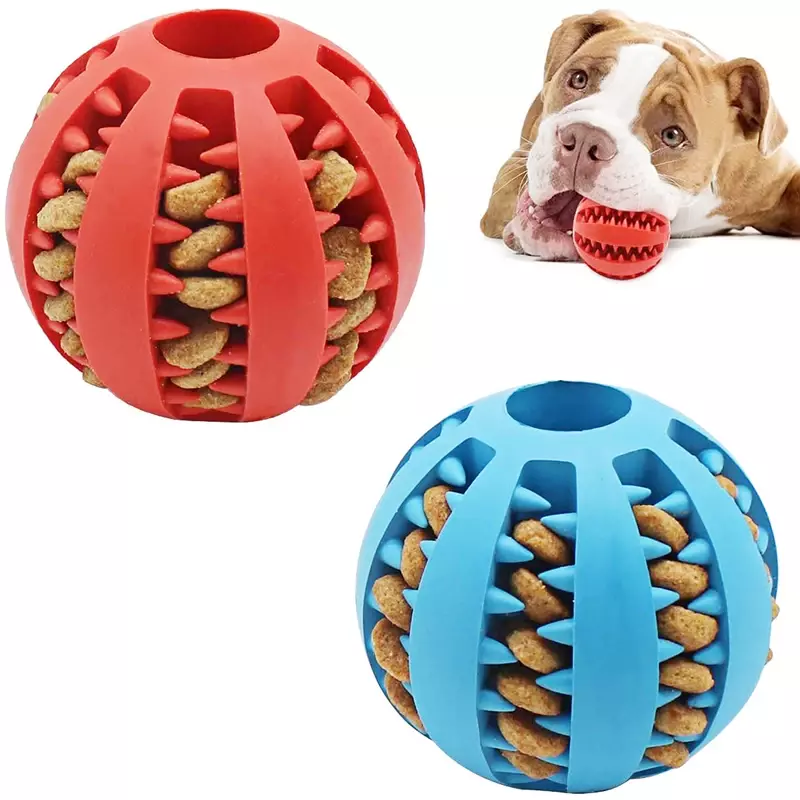 Dog Ball Toys para cães pequenos Interactive Elasticity Puppy Chew Toy Tooth Cleaning Borracha Food Ball Toy Pet Stuff Acessórios